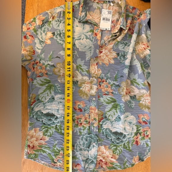 Mango Long Sleeve Floral Button Up Shirt Italian Fabric Medium (6) NEW - Picture 5 of 7